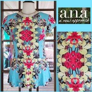 A.N.A. Tropical Print Peplum Top